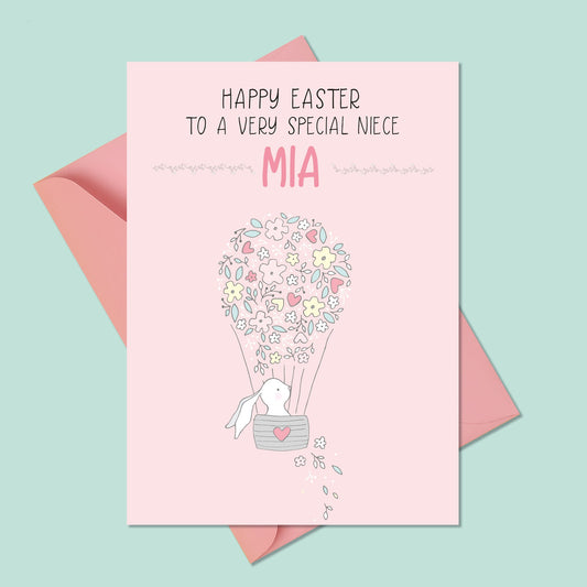Personalised Girls Easter Card, Easter Bunny Girls Card, Daughter Easter Card, Granddaughter Easter Card, Niece, Cousin