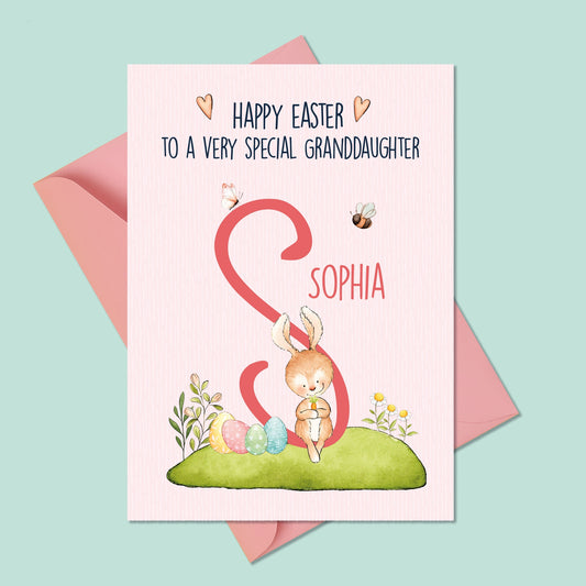 Personalised Girls Easter Card, Easter Bunny Girls Card, Daughter Easter Card, Granddaughter Easter Card, Niece, Cousin