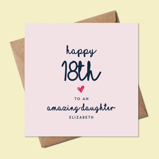 Daughter 18th Birthday Card Personalised
