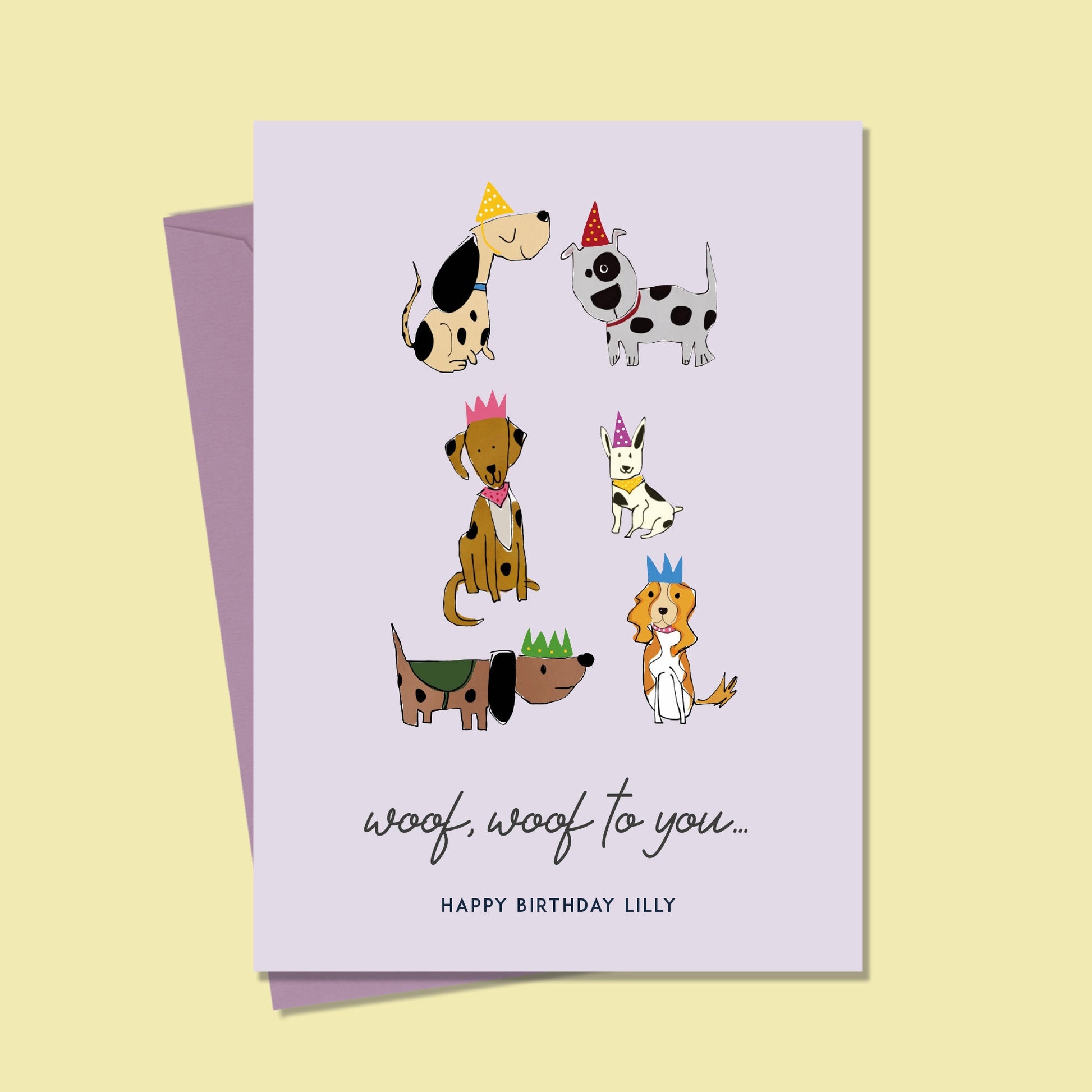 Dog Birthday Card: Personalized Woof Design, 300 gsm