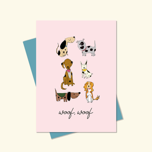 Woof, Woof Birthday Card, birthday Card for her, Mum Birthday Card, Sister Birthday Card, Friend Birthday Card, Auntie Birthday Card