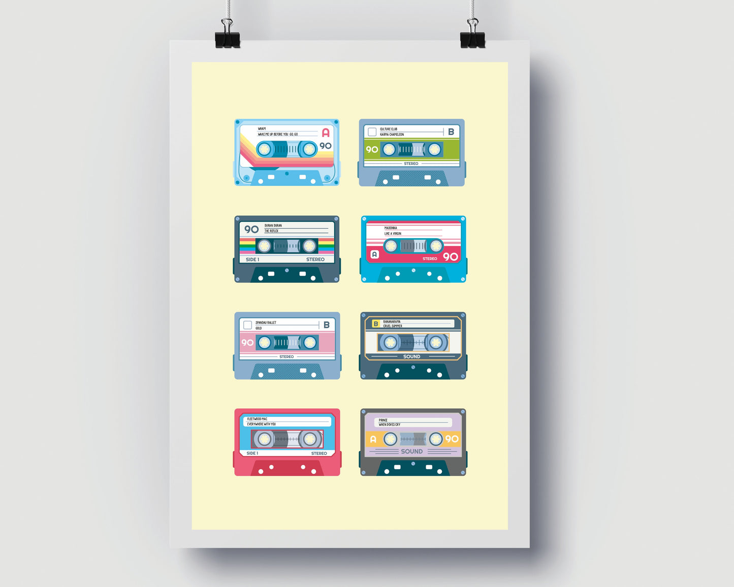 Personalised Cassette Poster - Wall Art - Cassette Print - Add your favourite songs - Retro Music Art - Pop art Poster