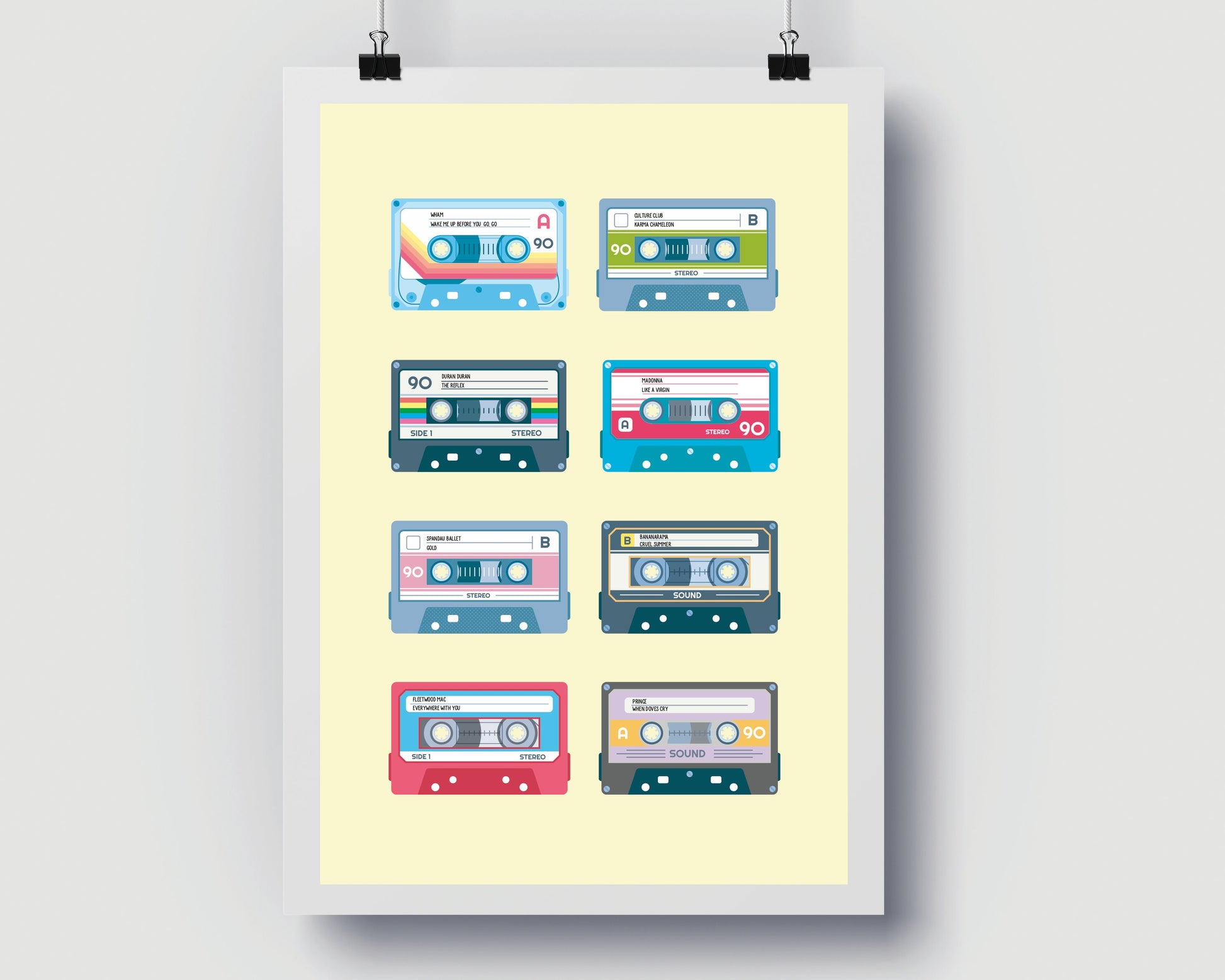 Personalised Cassette Poster - Wall Art - Cassette Print - Add your favourite songs - Retro Music Art - Pop art Poster