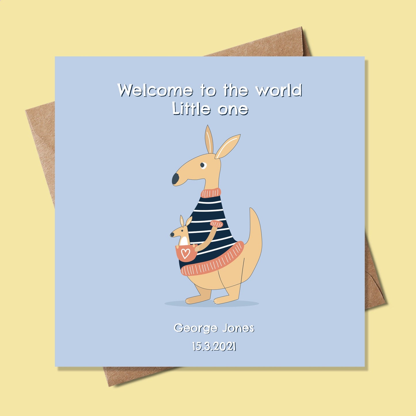 Newborn Baby Boy Card, Personalised Newborn Baby Card, Personalised Newborn card for Boy, Newborn Boy Card, Kangaroo