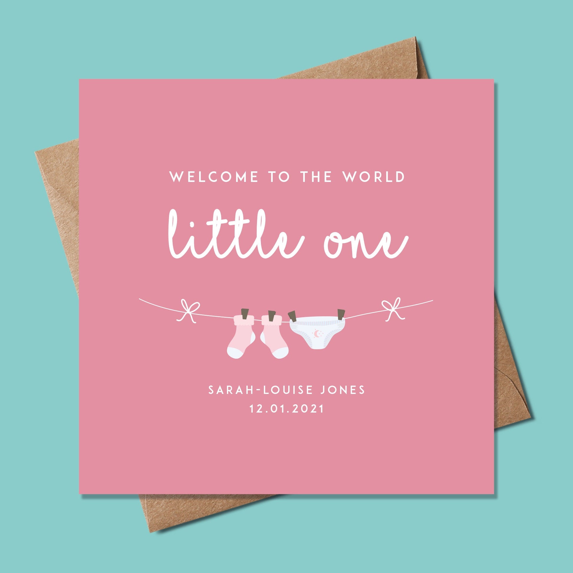 Newborn Baby Girl Card, Personalised Newborn Baby Card, Personalised Newborn card for girl, Newborn Girl Card