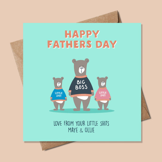 Fathers day card, Little Shits Fathers Day Card, Funny Fathers Day card, Dad birthday, Funny dad card, Personalised dad card