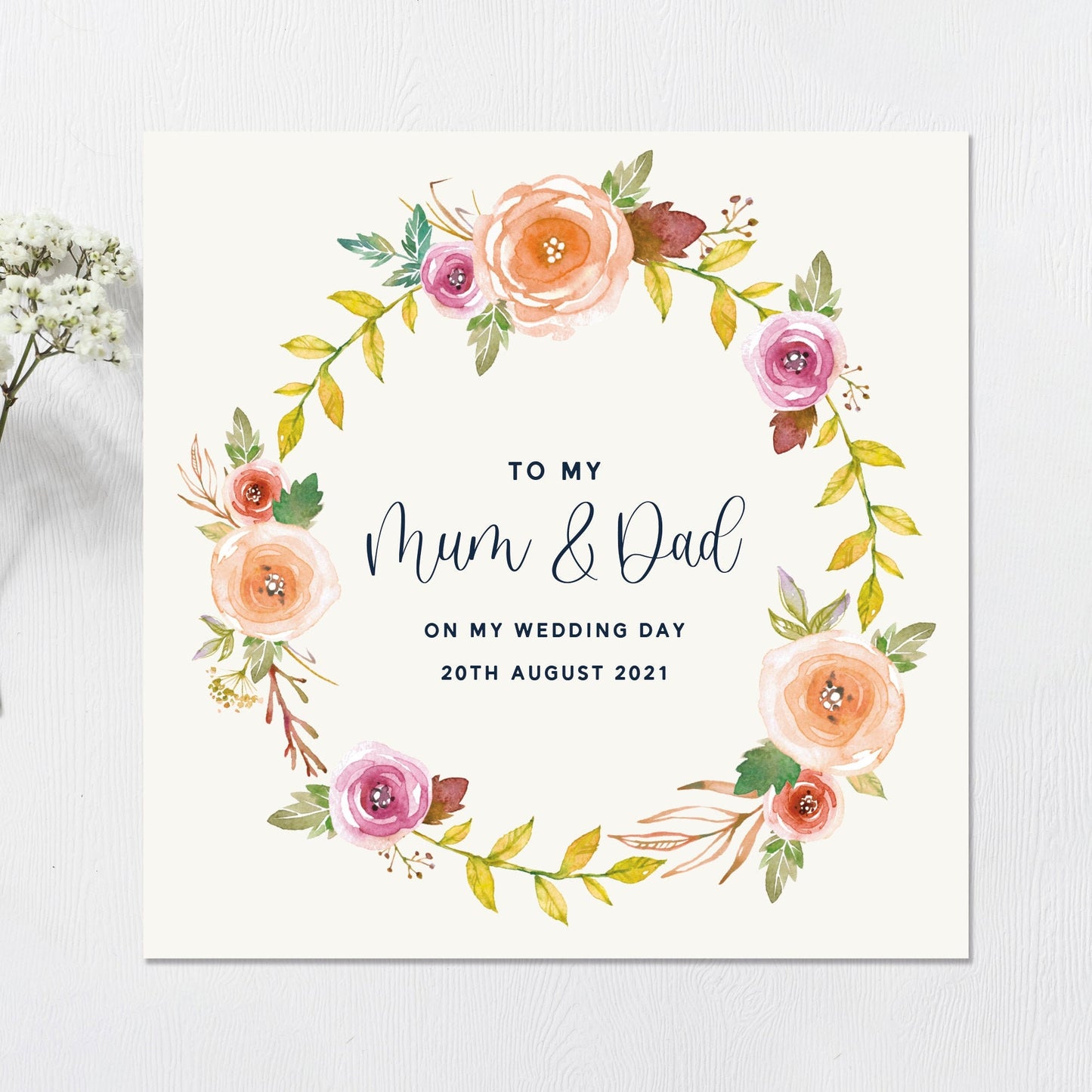Wedding Card Mum & Dad Personalised Pastel