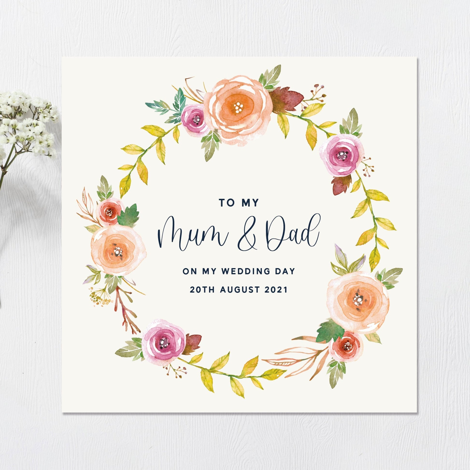 Wedding Card Mum & Dad Personalised Pastel