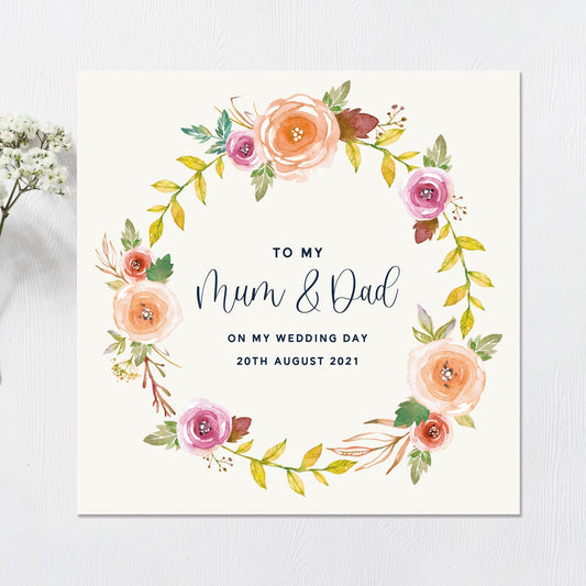 Wedding Card Mum & Dad Personalised Pastel