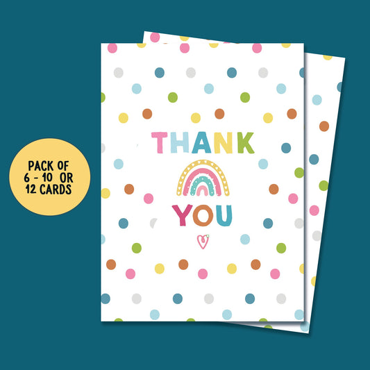 Thank you Cards, Thank you pack of cards, Colourful Thank you cards