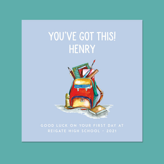 First day at School Card, First day of Secondary School, Primary school card, New School Card, Personalised good luck card