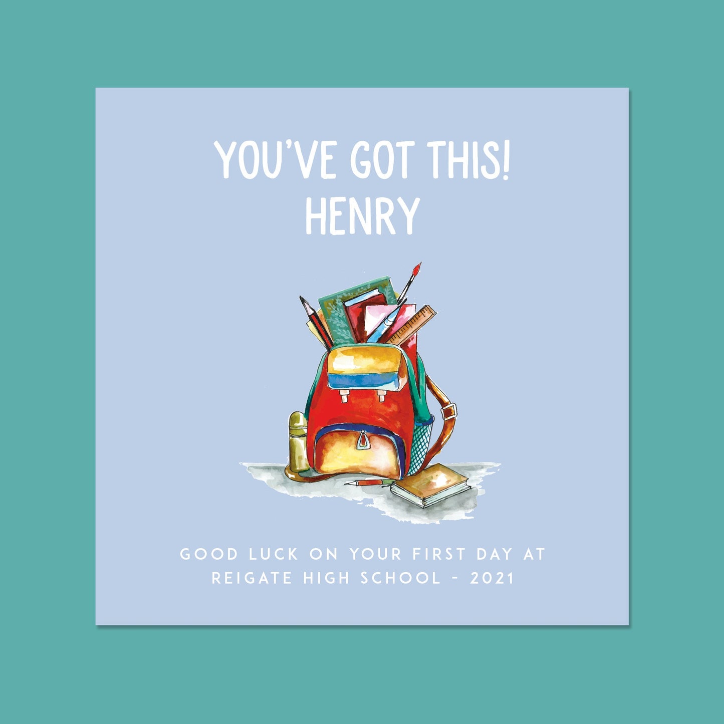 First day at School Card, First day of Secondary School, Primary school card, New School Card, Personalised good luck card