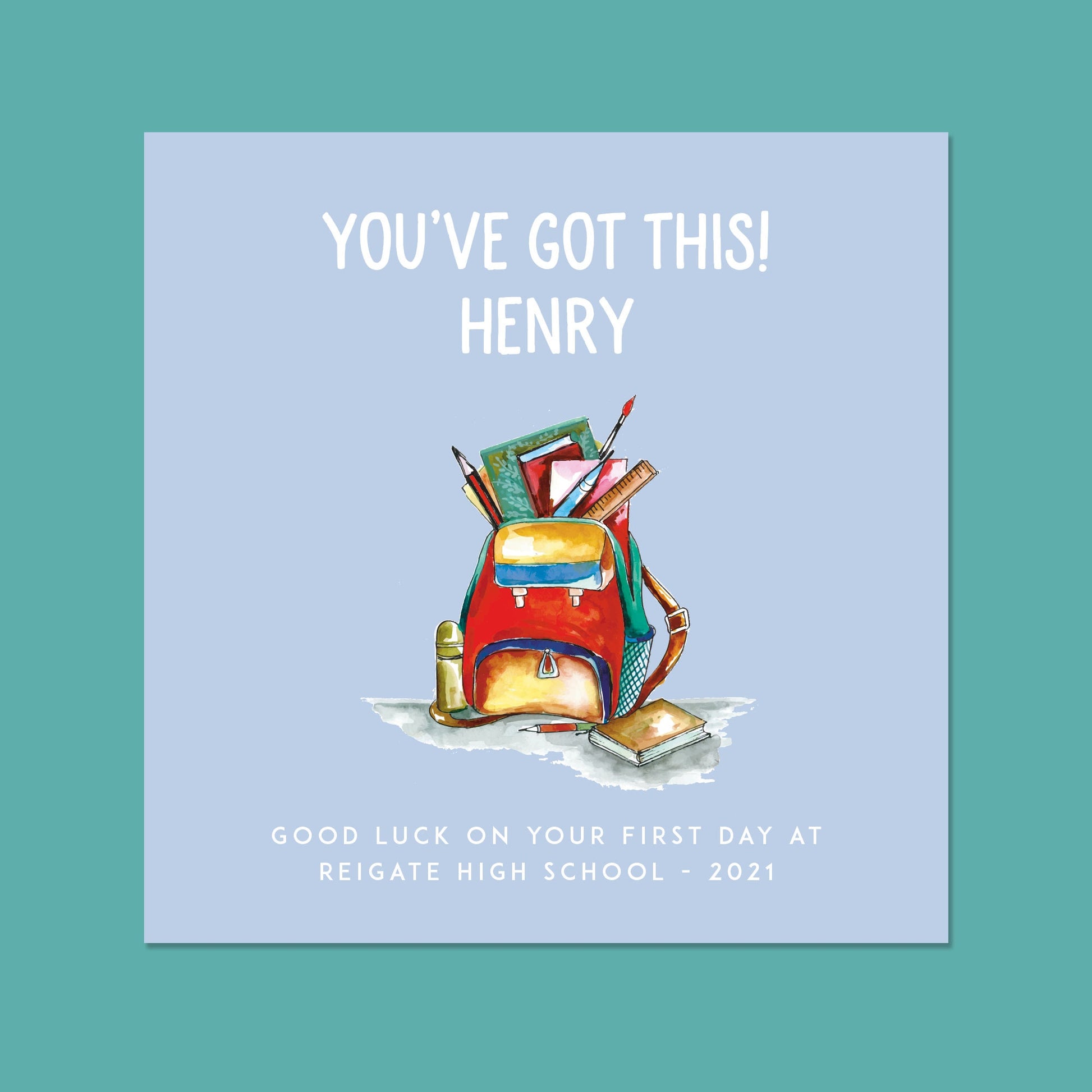 First day at School Card, First day of Secondary School, Primary school card, New School Card, Personalised good luck card