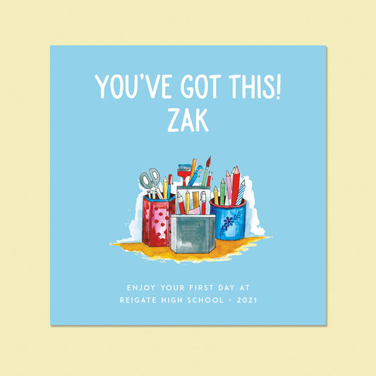First day at School Card, First day of Secondary School, Primary school card, New School Card, Personalised good luck card