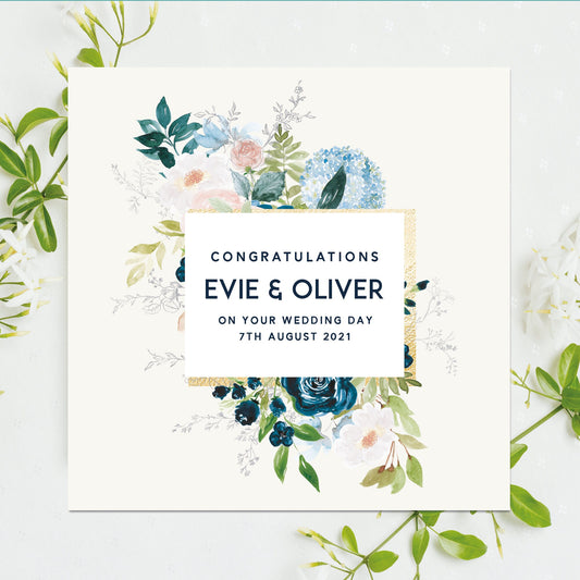 Wedding Card Personalised Floral Pastel