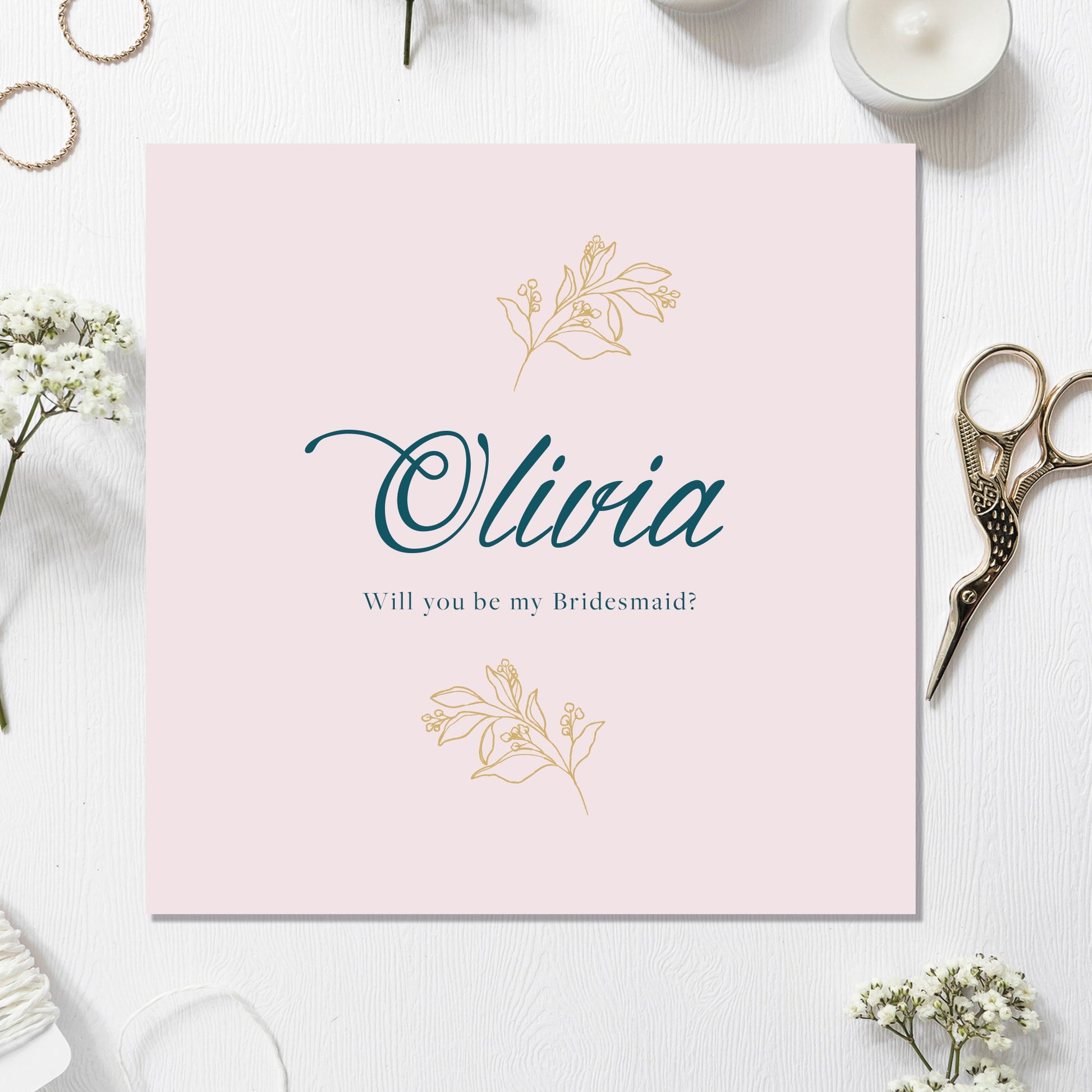 Maid of Honour card, Bridesmaid card, Personalised Bridesmaid Card, Will you be my Bridesmaid-Maid of Honur, pastel wedding card