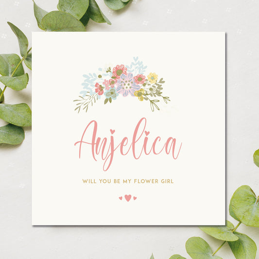 Flower Girl Card - Personalised Floral Wedding