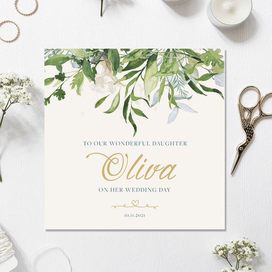 Wedding Card Personalised Floral 5x5"