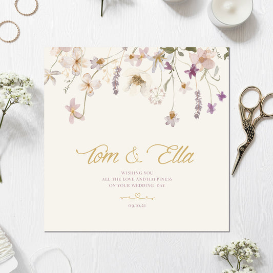 Wedding Card Personalised Floral Bride Groom