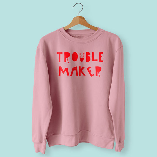 Girls Sweatshirt Trouble Maker Dusty Pink
