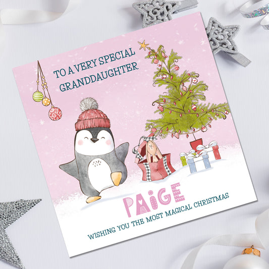 Girls Christmas Card Daughter 5x5" 350gsm