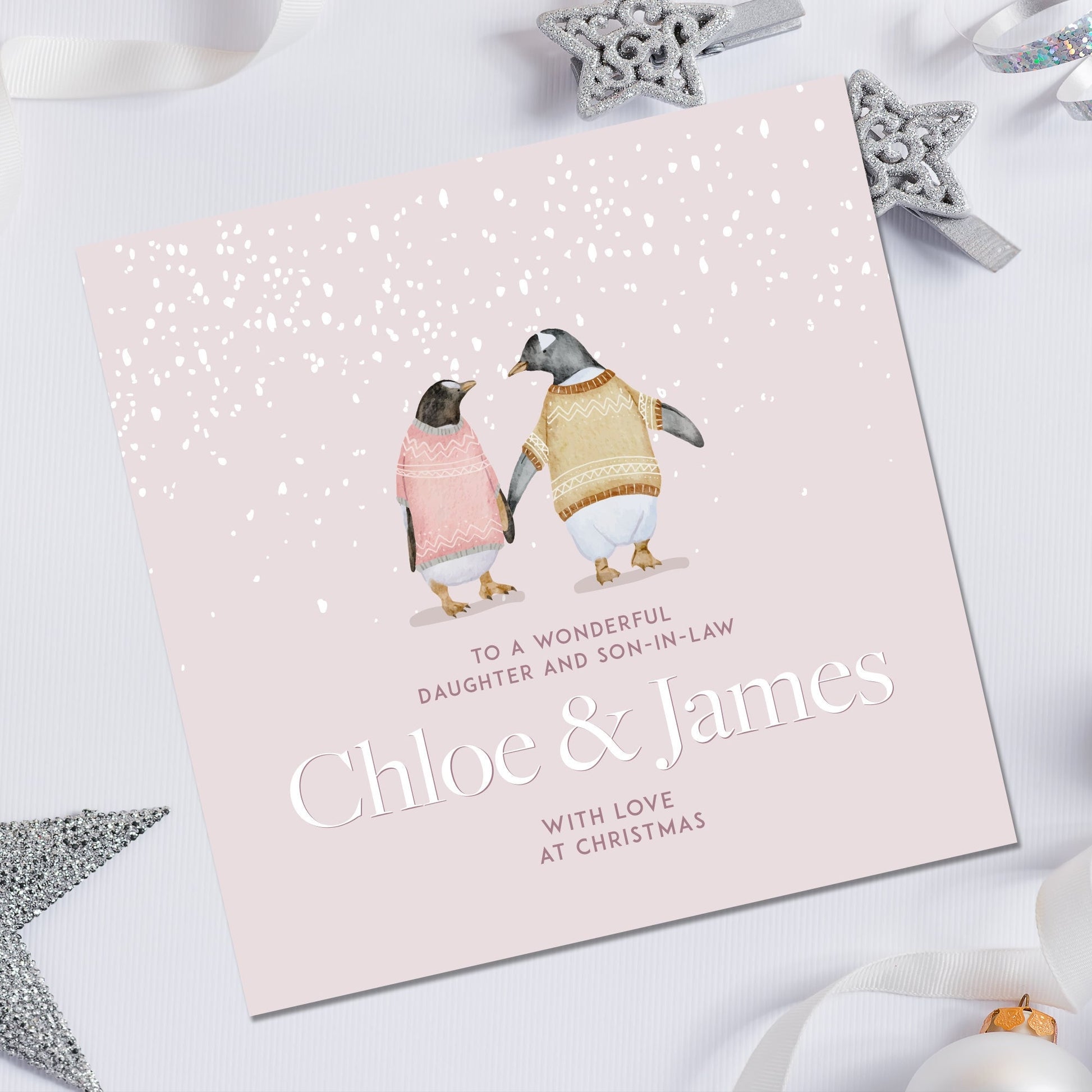 Personalised Christmas Card for Couple 5x5"