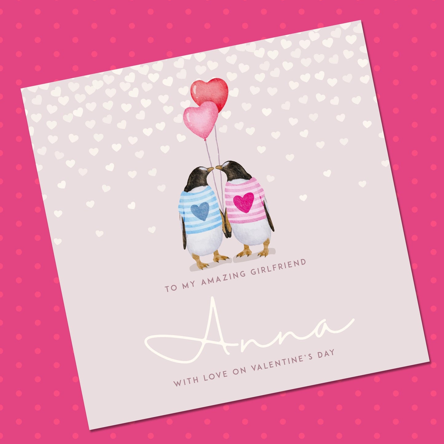 Penguin Valentines Card 135mm x 135mm