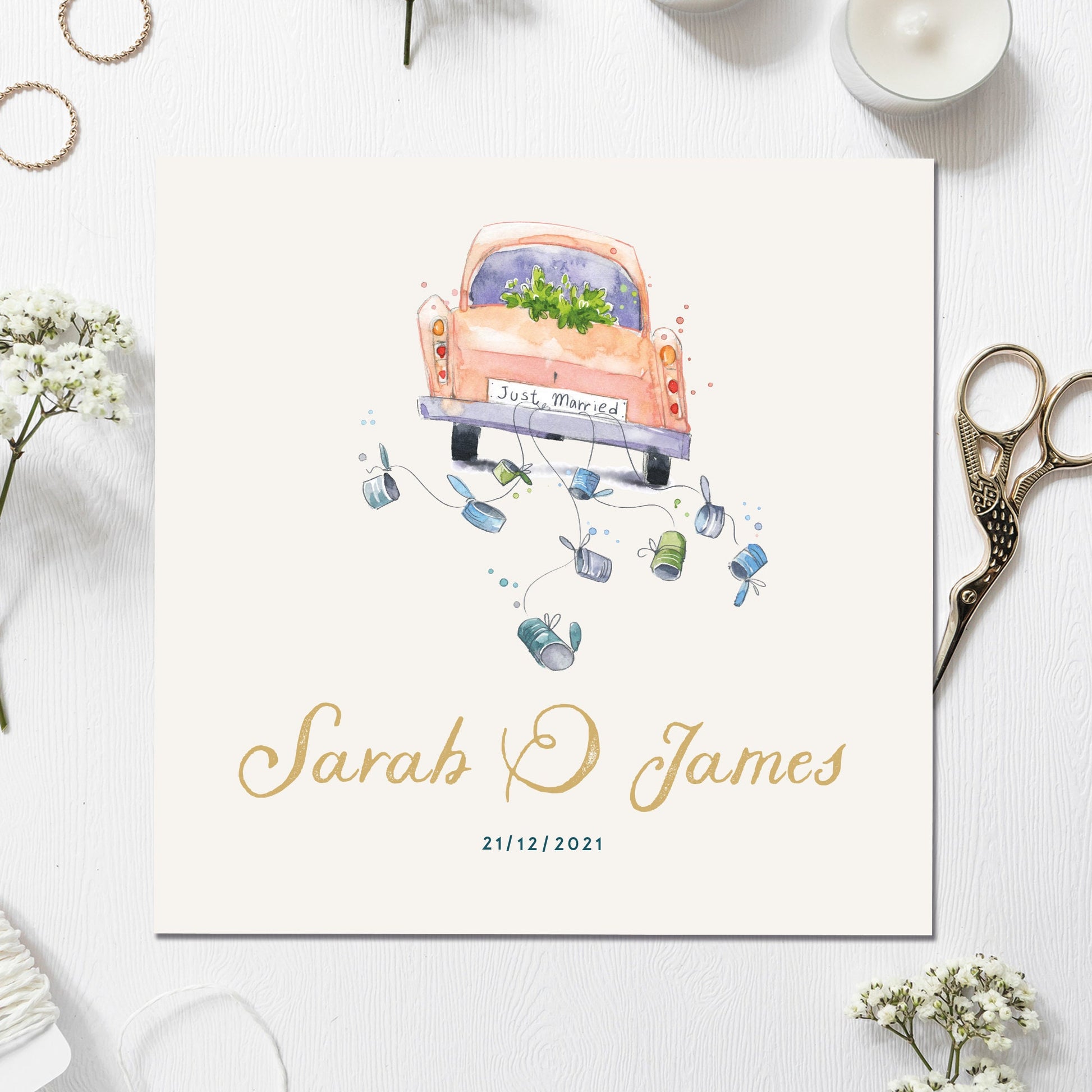 Wedding Card Personalised Just Married 135mm