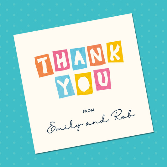 Thank you note Card Single side, Thank you pack of cards, Colourful Thank you cards