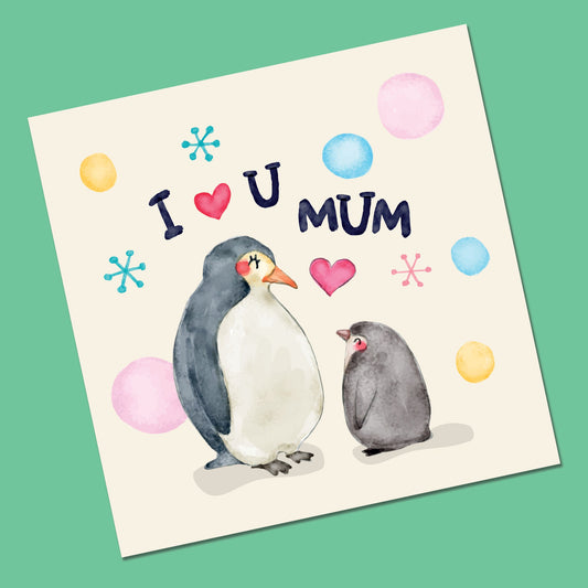 Mother's Day Card | Mothers Day Card | Penguin Mothers Day Card | Mummy Mothers day card | Card from Daughter | Card for Nana