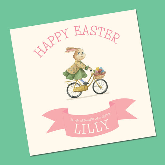 Personalised Girls Easter Card, Easter Bunny Girls Card, Daughter Easter Card, Granddaughter Easter Card, Niece, Cousin
