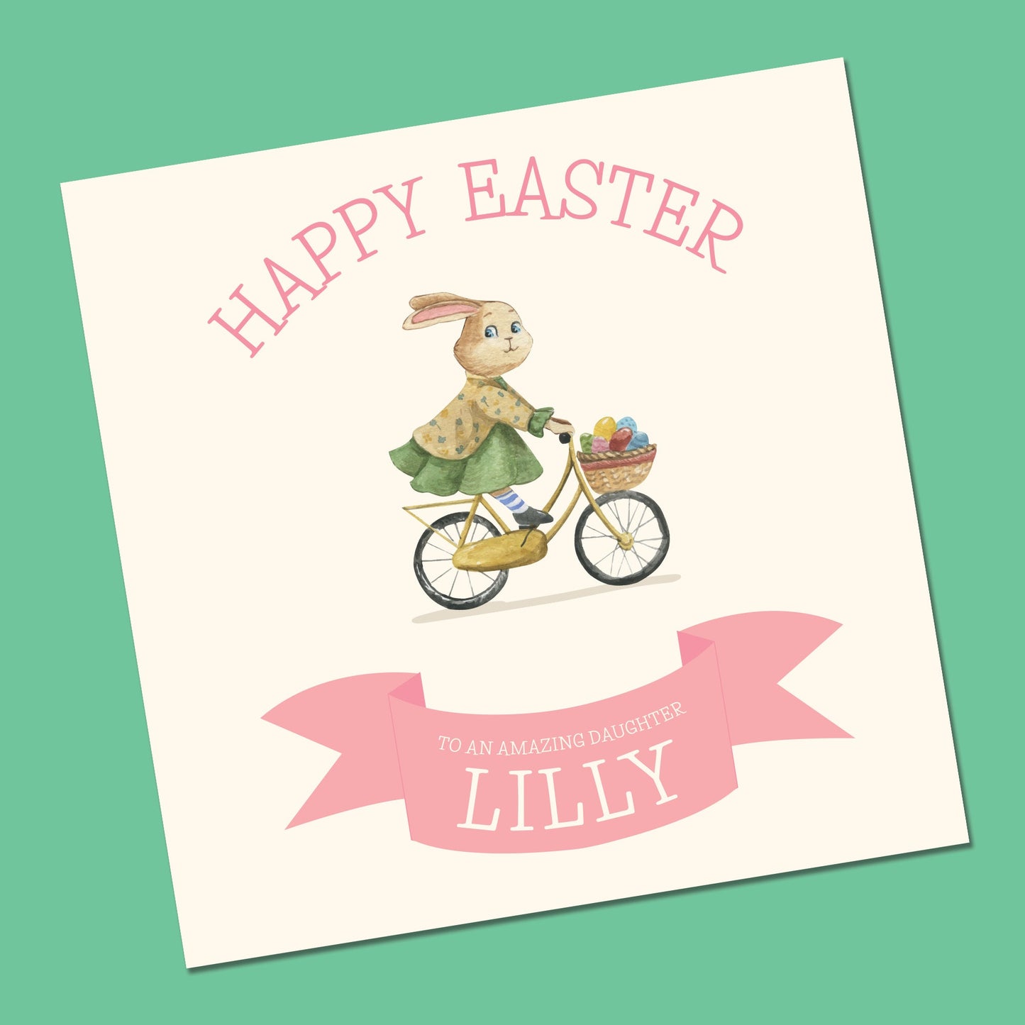 Personalised Girls Easter Card, Easter Bunny Girls Card, Daughter Easter Card, Granddaughter Easter Card, Niece, Cousin