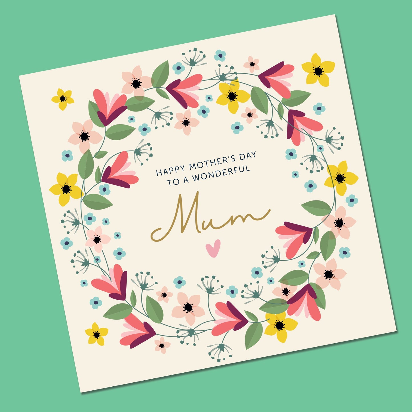 Floral Mother's Day Card - Handmade 3D Gold Gems
