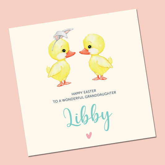 Personalised Girls Easter Card, Easter Bunny Girls Card, Daughter Easter Card, Granddaughter Easter Card, Niece, Cousin