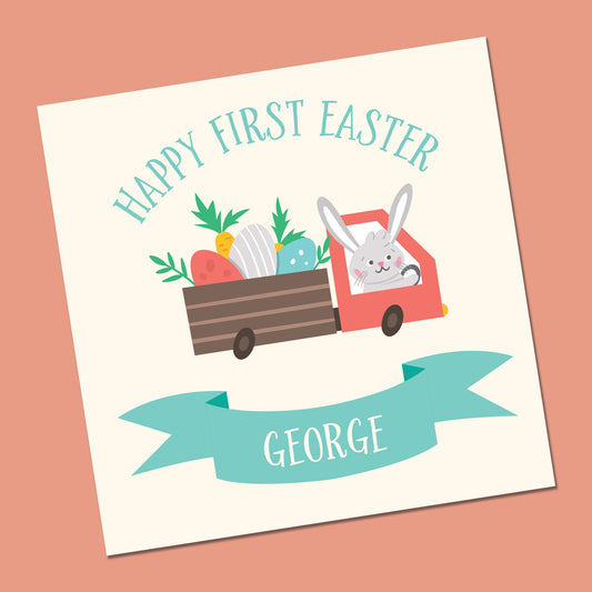 Personalised Happy First Easter / Happy Easter Card - 1st Easter - Baby's First Easter Card - Baby Easter - Baby Girl Easter Card