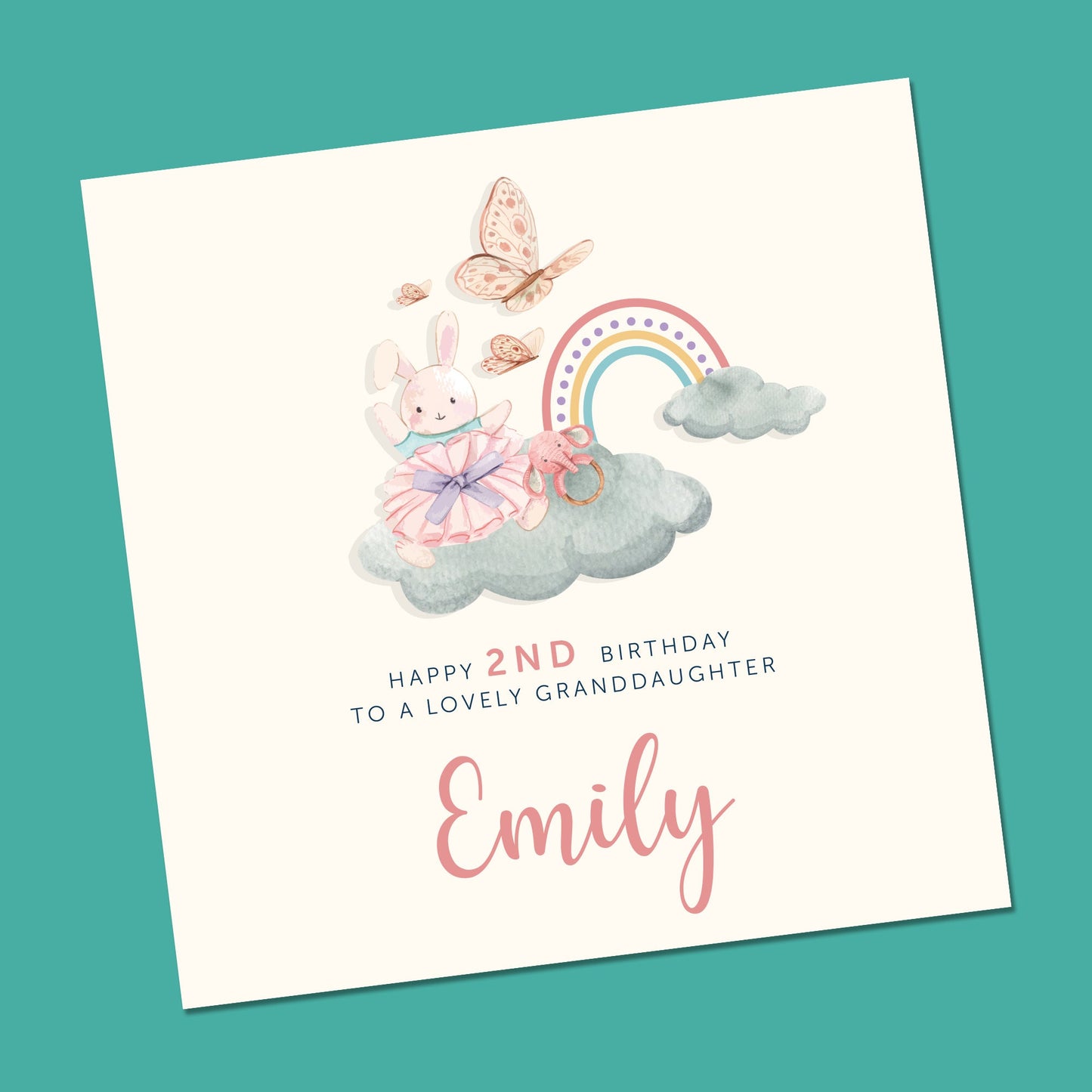 Personalised Any age birthday card, First Birthday for her, daughter,niece, granddaughter, greeting card,handmade young girl card rainbow,