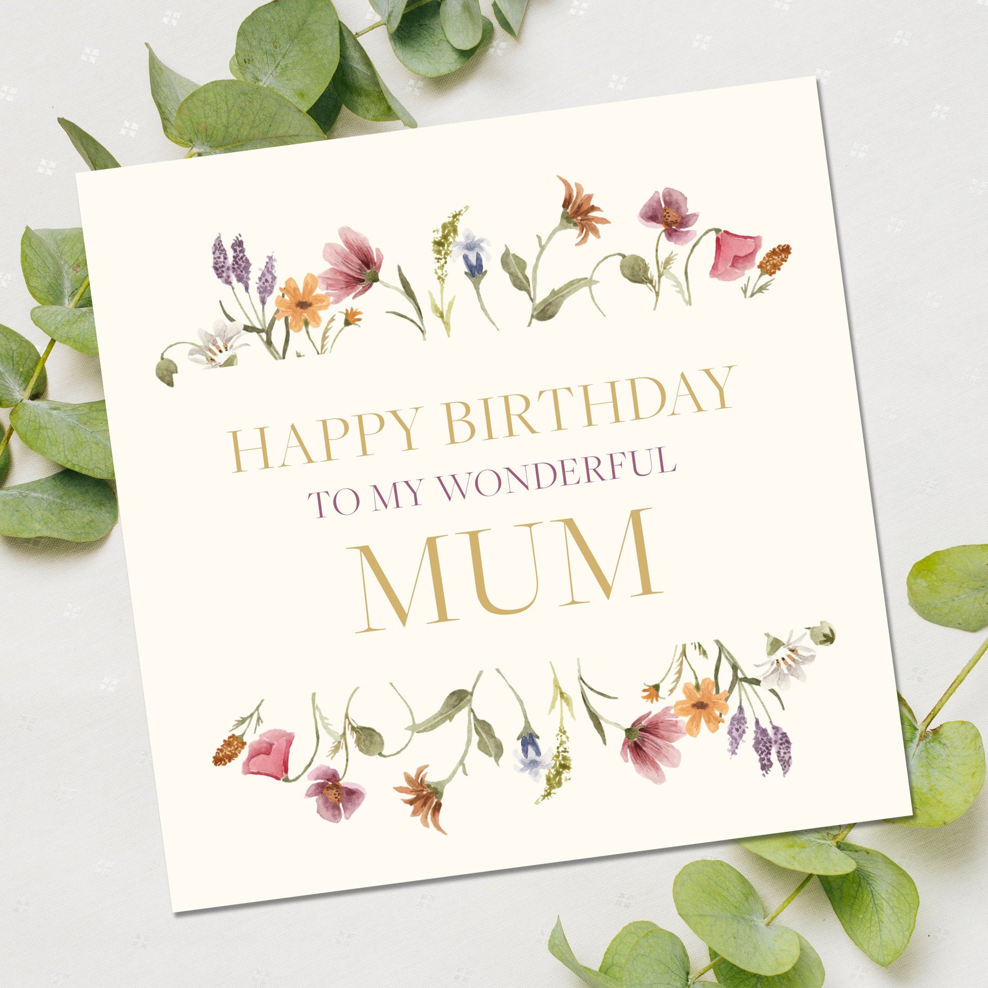Wonderful Mum Birthday Card, Mothers day cards, Birthday Card For Mum, Happy Birthday Card, Mam Card, Mom card, Floral Card