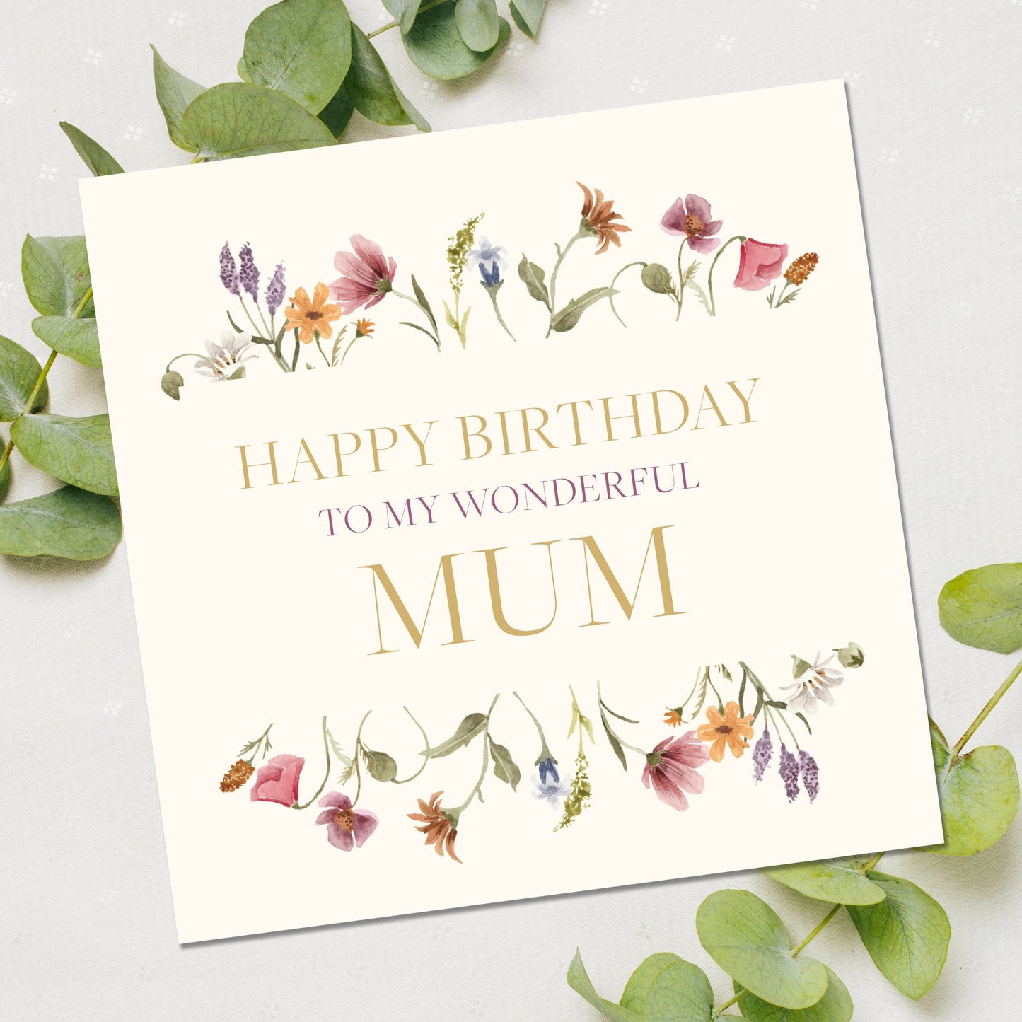 Wonderful Mum Birthday Card, Mothers day cards, Birthday Card For Mum, Happy Birthday Card, Mam Card, Mom card, Floral Card