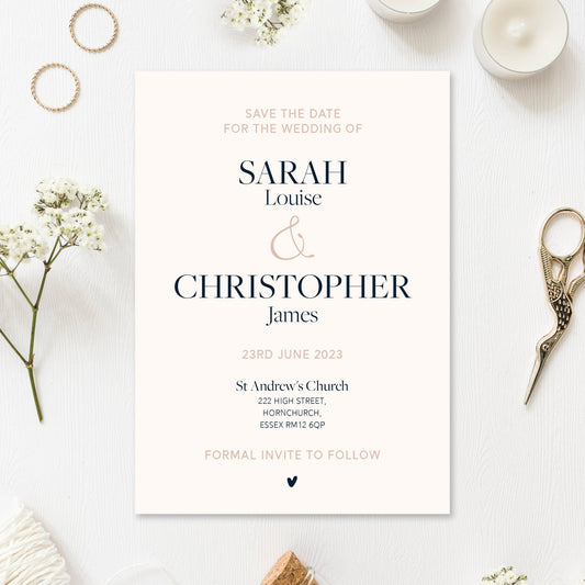 Sarah-Louise - Simple Elegant, Wedding Invitation, Save the date Wedding, Elegant Wedding Save the date, Modern Wedding invites