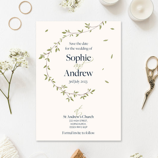 Sophie - Simple Floral Elegant, Wedding Invitation, Save the date Wedding, Elegant Wedding Save the date, Modern Wedding invites