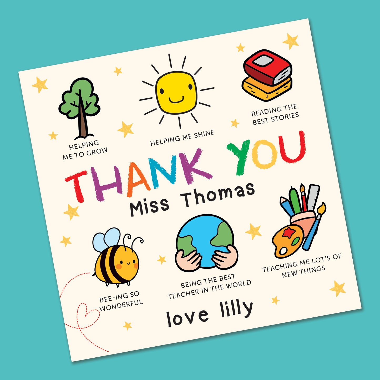 Teacher Appreciation Card - Personalised 6x6"