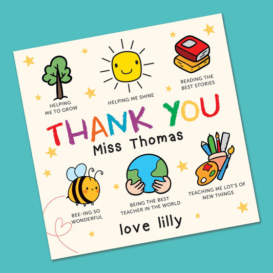Teacher Appreciation Card - Personalised 6x6"