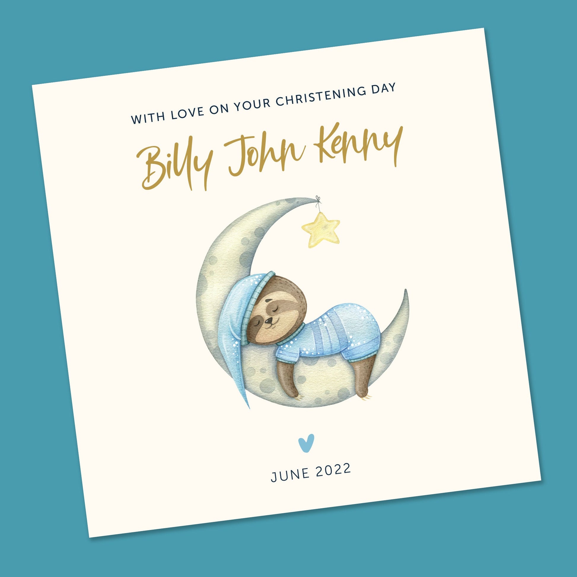 Personalised Christening Card - Baby 6"x6"
