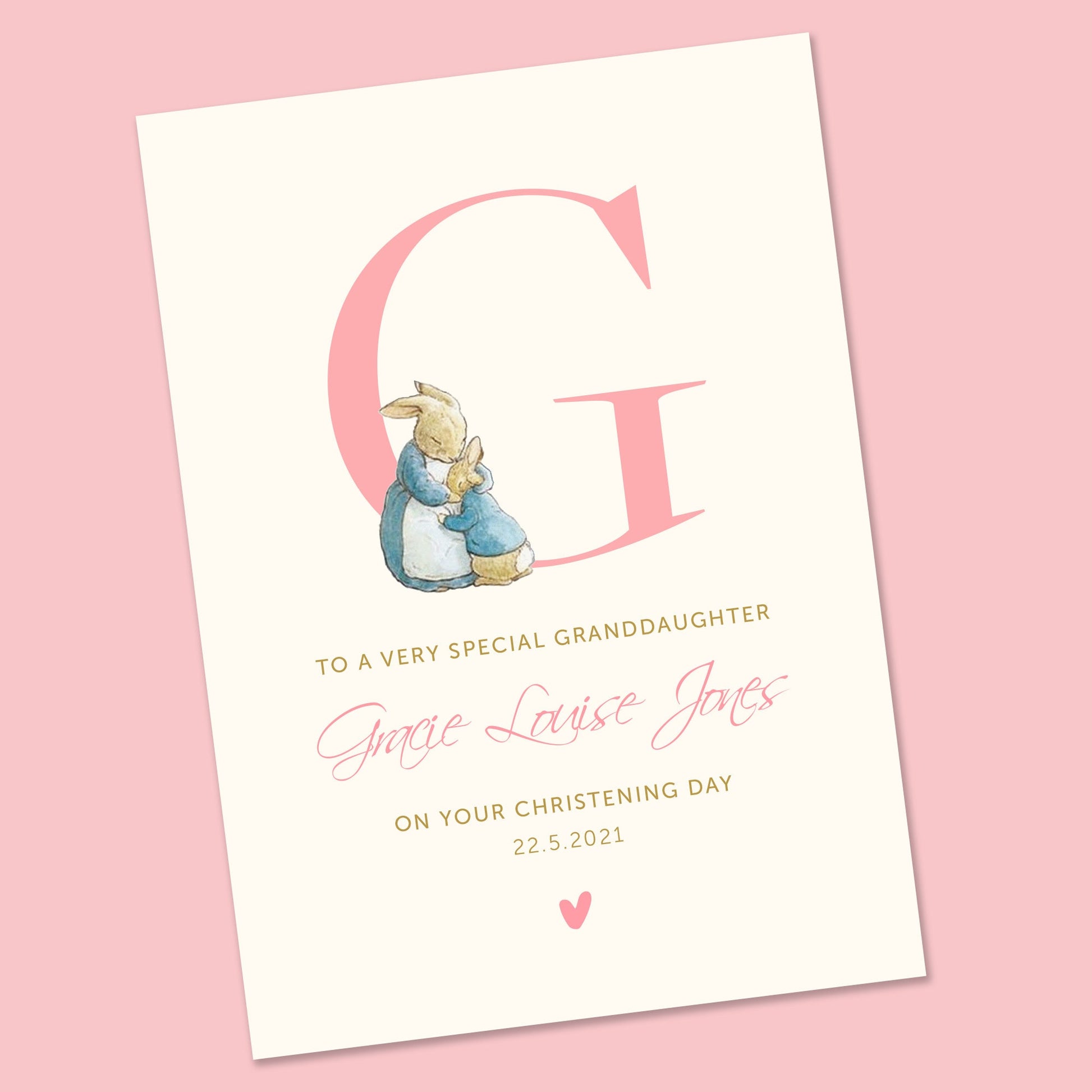 Personalised Christening Card Girl 5x7"