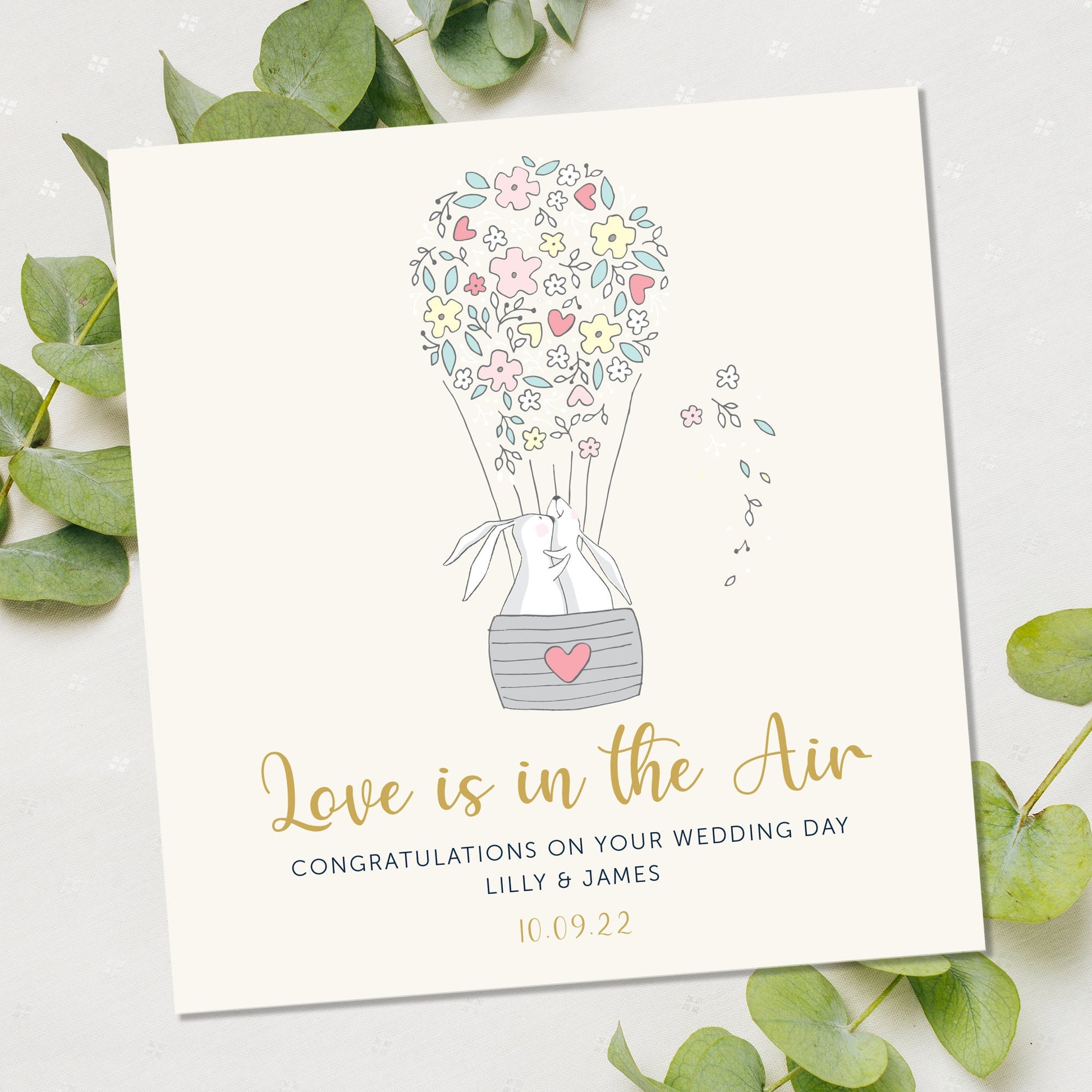 Wedding Card Personalised Floral Bride Groom