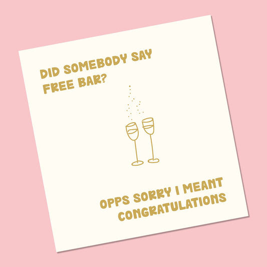 Funny Engagement Card - 6x6" Blank Inside