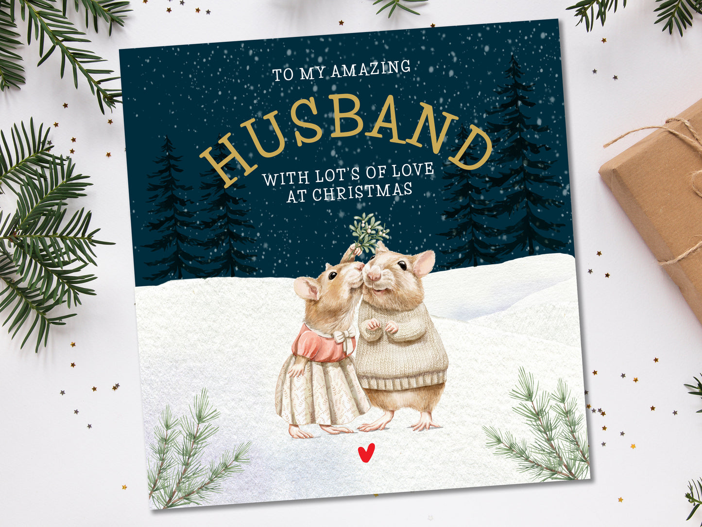 Personalised Christmas Card Husband - Mouse
