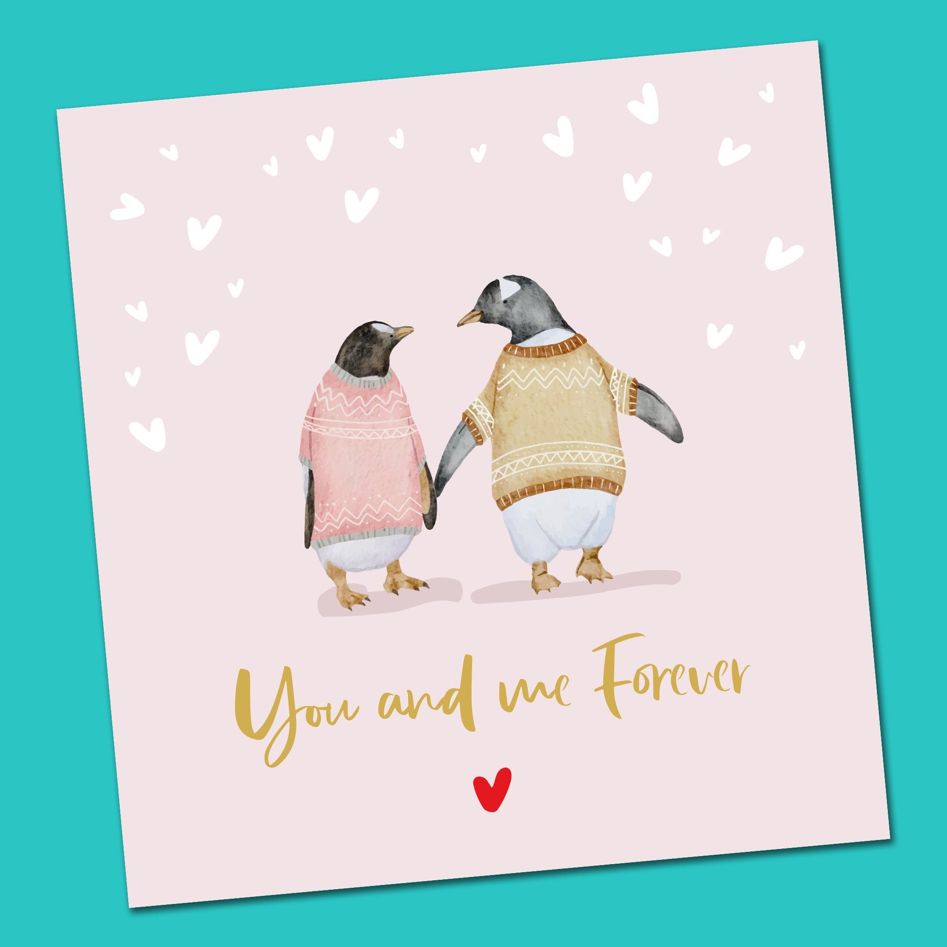 Valentines Day Card, Penguin, Love Card, Valentine Card for Husband, for Wife, for Girlfriend, for Boyfriend, Girlfriend, Fiance