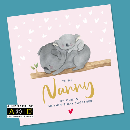 1st Mother's Day Card | Nanny, Grandma, Nana, Nan | First Mothers Day Card | Koala Mothers Day Card | Cute Mothers day card | Card