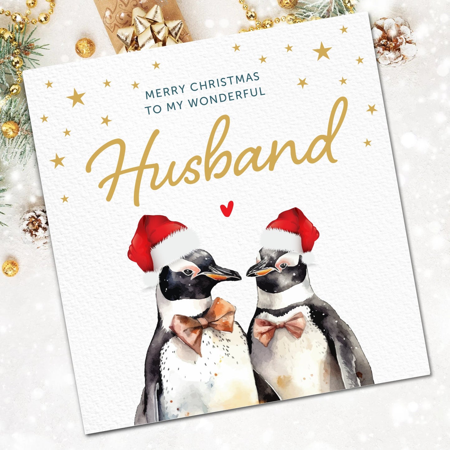Christmas Card for Husband | Husband Christmas Card | Husband christmas card with penguin | Personalised Husband christmas card